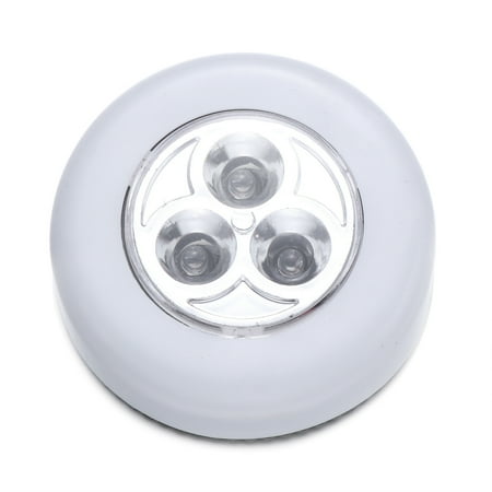 

3 LED Wireless Night Light Battery Operated Tap Touch Lamp Stick-on Light for Closets Cabinets Car Trunk Hallway (White)