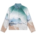 thumbnail image 4 of Jackets for Women Winter Coat Jackets Flannel Stand Collar Jacket(Beach Wave Print,Size:S-4XL), 4 of 7