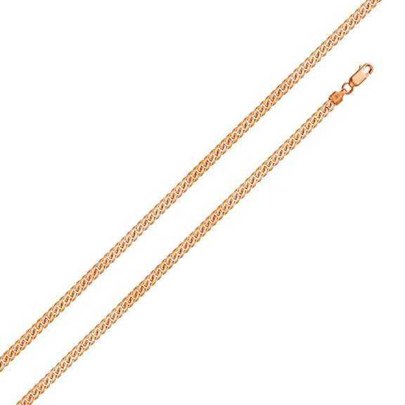 Rose Gold Plated Miami Cuban Curb 080 Chain 2.6mm Made in Italy 20" 925 Jewelry Female Unisex