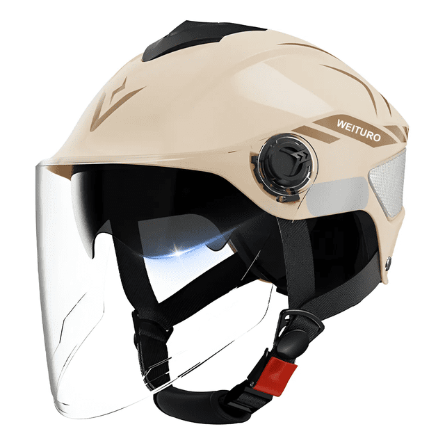 Casco Motocicleta Abierto 3/4 Visera Doble Hd Abatible Xtellar beige