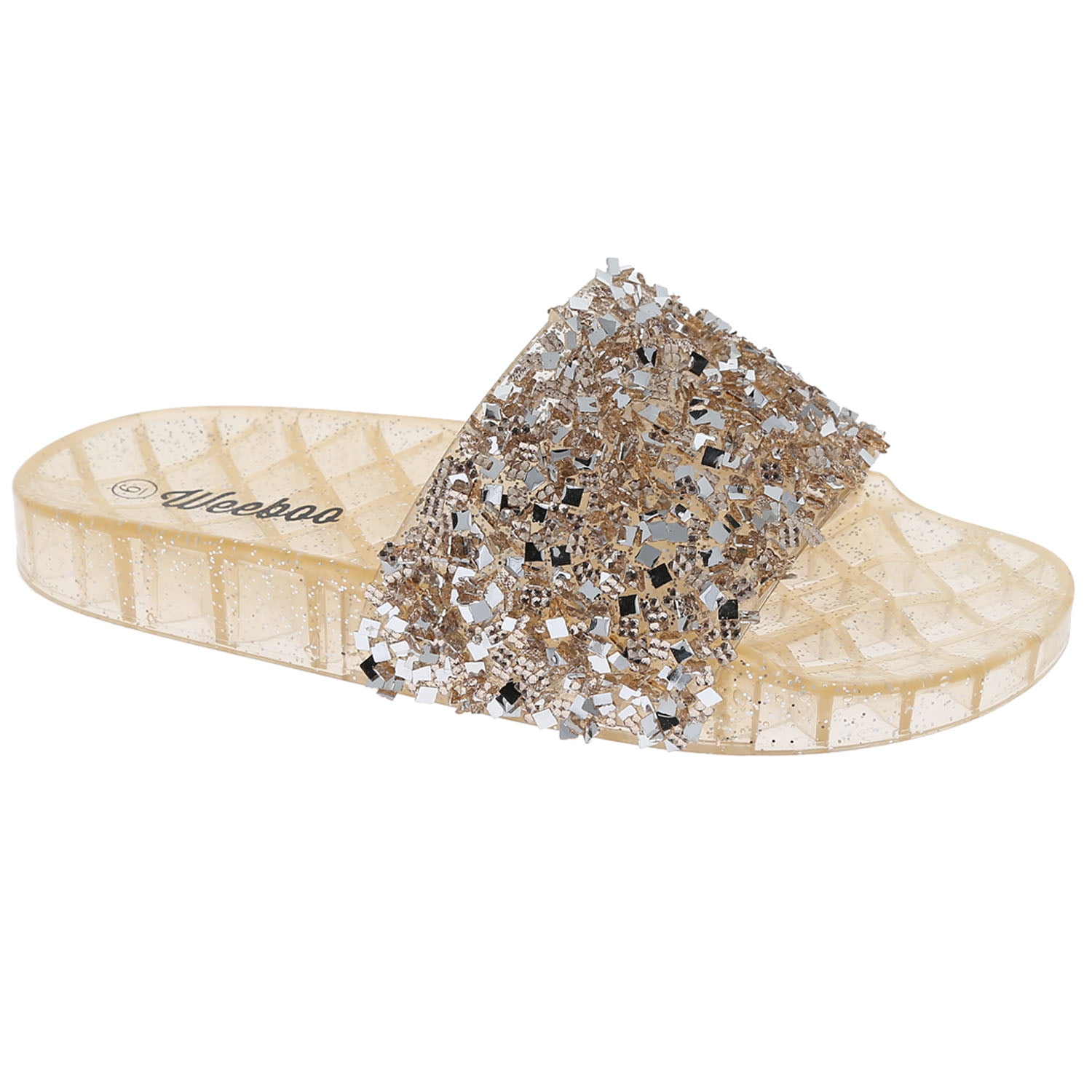 Women's Glitter Rhinestone Strap Slide Slip On Slipper Sandals ...