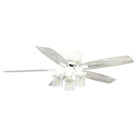 Modern Low Profile Ceiling Fan 52 Inch Ceiling Fan with Lights and Remote Control, 5 Reversible Blades, 3 Blubls Not Included, White