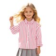 thumbnail image 5 of Girls Striped Long Sleeve Shirts Boys Button Down Formal Uniform Collared Shirt with Chest Pocket Spring Fall Clothing 4T, 5 of 7