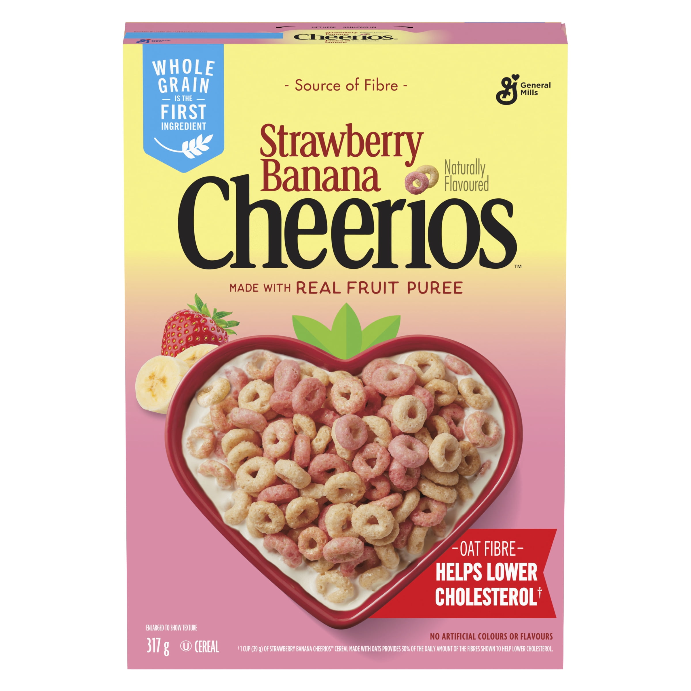 Cheerios Strawberry Banana Breakfast Cereal,  Whole Grains, 317 g