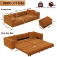 thumbnail image 2 of 97.7'' Pull Out Sofa Bed King, Chesterfield Velvet Sleeper Sofa, Convertible L-Shaped Futon Couch, Tufted Back, Ottoman, Deep Seat Loveseat Couches for Living Room, Apartment, Orange, 2 of 11