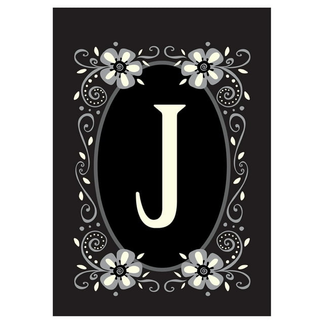 Toland Home Garden Monogramme Classique J 12.5 x 18 Pouces Drapeau de Jardin Décoratif