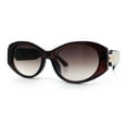 thumbnail image 4 of Womens Oversized Oval Mod Luxury Fashion Plastic Sunglasses All Brown, 4 of 8