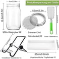 thumbnail image 2 of Frascos para germinar, germinador de vidrio de 950 ml con germinador de semillas, 2 rejillas, 2 soportes, 1 recipiente para germinar, frasco para germinar brócoli, agua, apio, alfal, 2 of 5
