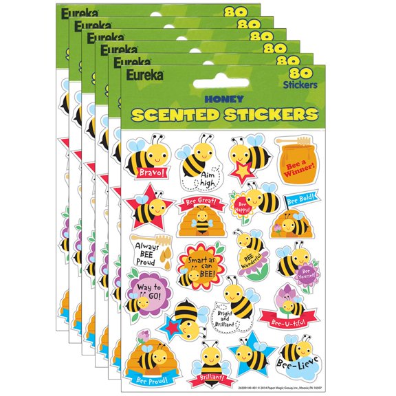 Eureka Honey Scented Stickers, 80 Per Pack, 6 Packs