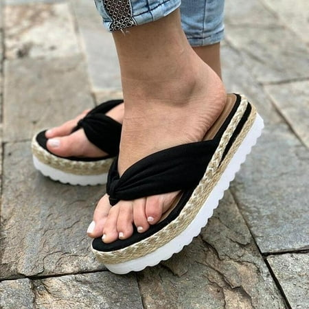 

YTJX Women s Summer Slip-On Flat Beach Open Toe Breathable Sandals Weave Shoes