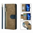thumbnail image 1 of SaniMore for Google Pixel 7 Pro 6.7" 2021 Wallet Case, [Removeable Wrist Strap][Zipper Cash Pocket + Card Slots] Flip Kickstand Full Protective Magnetic Closure Retro Cover, Blue, 1 of 7