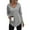 Gray, variant on Womens V Neck Waffle Knit Shirts Long Sleeve Loose Shirt Warm Tee Tops Sweaters Solid Color Pullovers