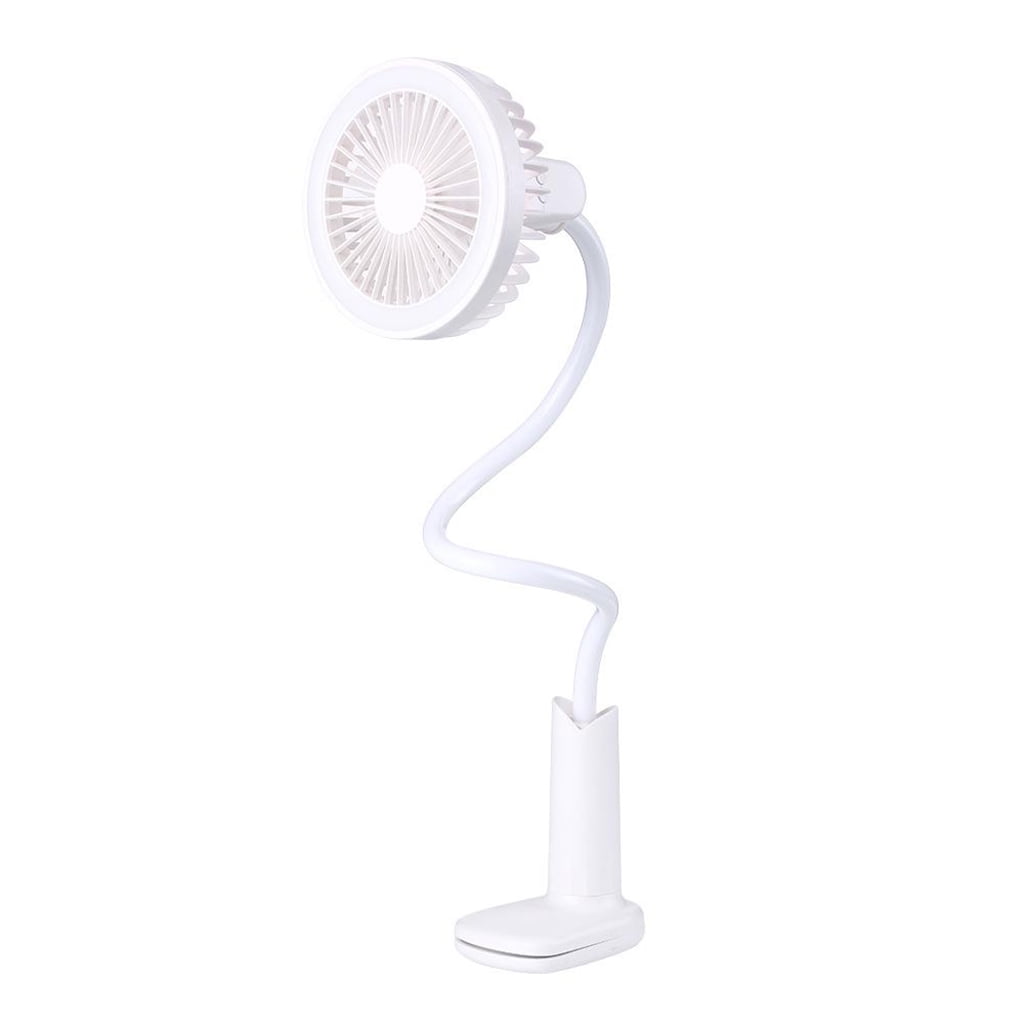 Portable USB Rechargeable LED Desk Lamp Clip Fan for Student Bed Office Table Baby Carriage(Blue) Clip Fan Shower Desk Lamp Fan