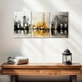 thumbnail image 2 of Elephant Stock City View I Wall Art - Horizontal Multi Panel Canvas - Living Room Wall Decor - Abstract Multi Panel - White And Black Decor By Osnat Tzadok - 26" x 12", 2 of 4