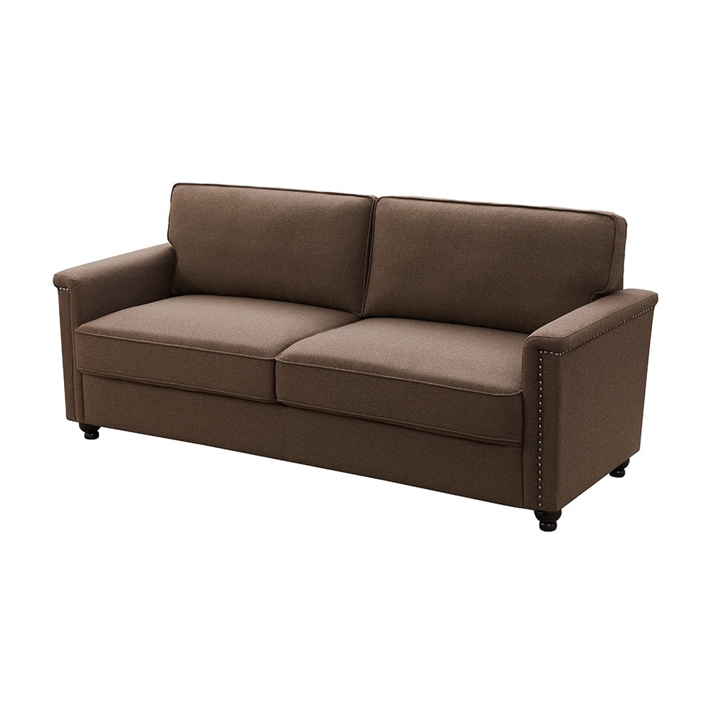 Kepooman 76" Modern Linen Farbic Loveseat Sofa, Overstuffed Classically 3-Seater Armrest Sofa Bed for Living Room Bedroom Office, Brown Kepooman 76" Modern Linen Farbic Loveseat Sofa, Overstuffed Classically 3-Seater Armrest Sofa Bed for Living Room Bedroom Office, Brown