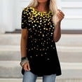 thumbnail image 1 of ICHUANYI Clearance Fashion Woman Causal Round Neck Printing Blouse Short Sleeve T-Shirt Summer Tops(Black, S) ICHUANYI WER2023081016942, 1 of 5