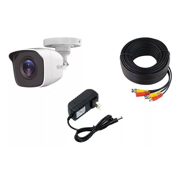 Cámara Hd 2mp Hilook KIT-THC-B120-MC Metal Eliminador Y Cable 20 Mts