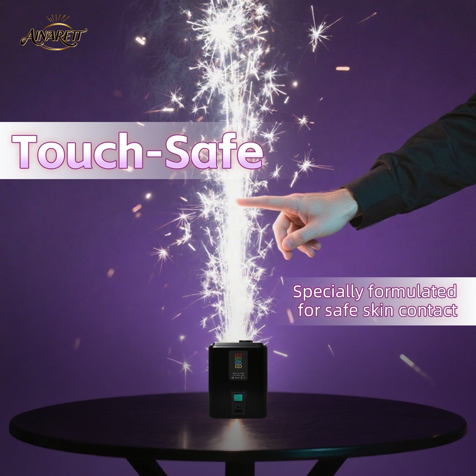 6PCS Cold Spark Machine Ti Powder Consumables 200g/Bag, 5m Fountain Sparkular Effects for Wedding DJ Bar Disco Outdoor Stage Party