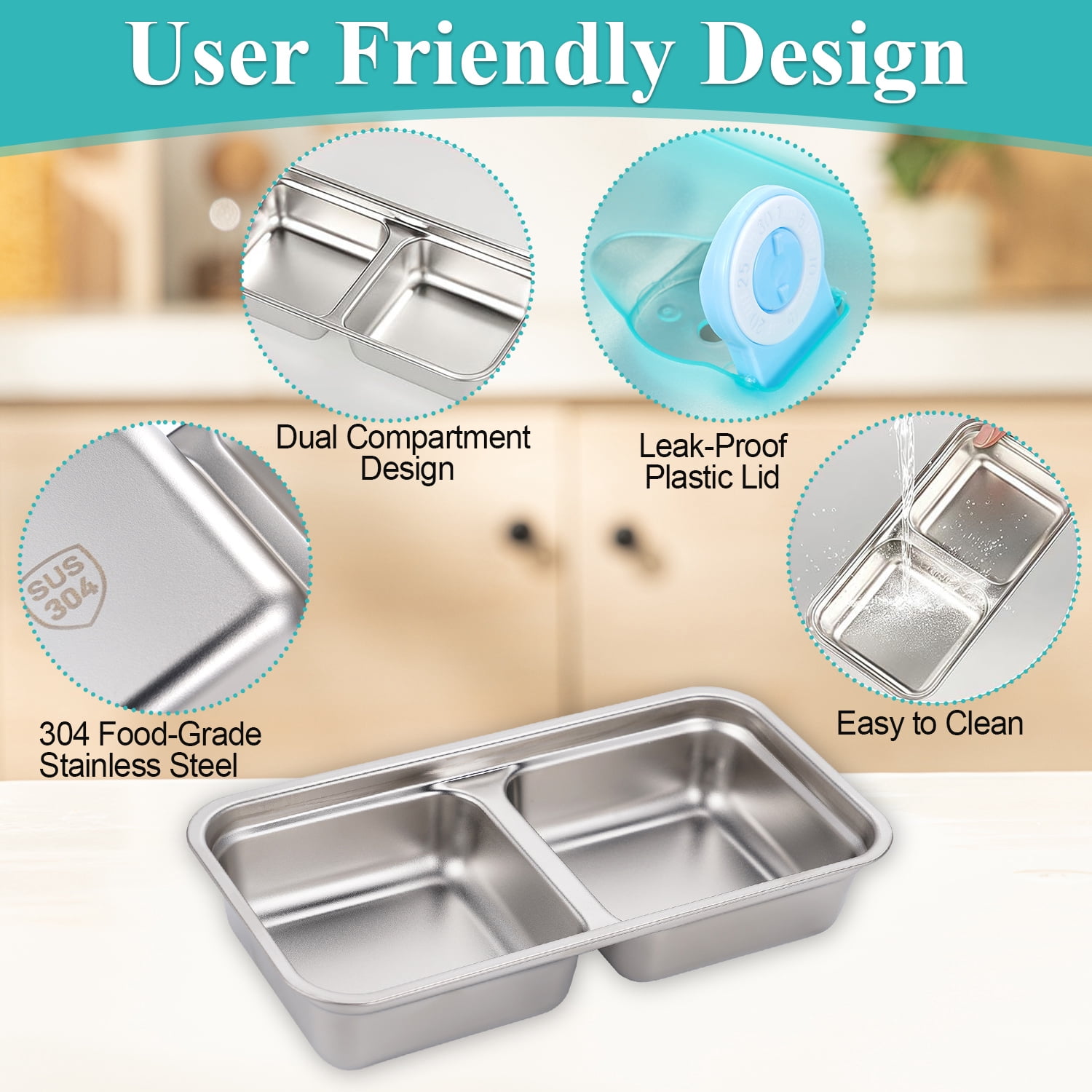Vorfor 6 Pcs Stainless Steel Snack Box 30 oz Lunch Box Food Storage Containers, Leakproof Lunch Box Reusable Dishwasher Bento Boxes for Work, Picnic
