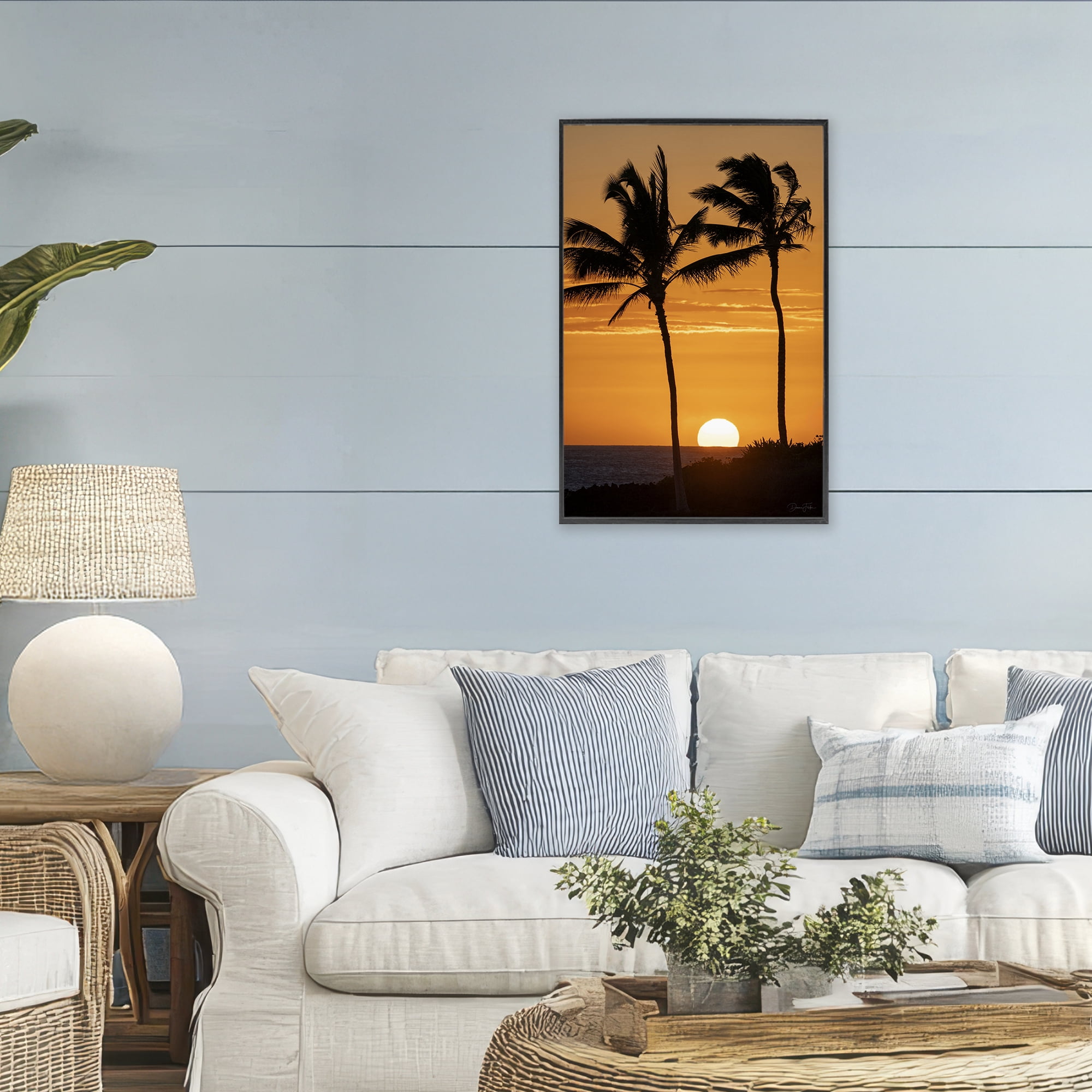 Stupell Industries Sunset Through Palm Trees Black Framed Giclee Art, design by Dennis Frates