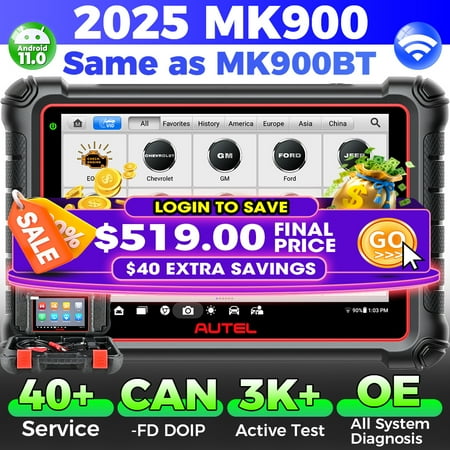 Autel MaxiCOM MK900 OBD2 Scanner: 40+ Service as as MK900-BT, CAN-FD&DOIP,All System Diagnose,Updated of MK808S/MX900