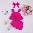 thumbnail image 2 of Xyant Toddler Baby Girl Clothes Knit Floral Fly Sleeve Tops Shorts Cute Summer Spring Outfits Infant Baby Girl Clothing Set (Hot Pink,2-3 Years), 2 of 6