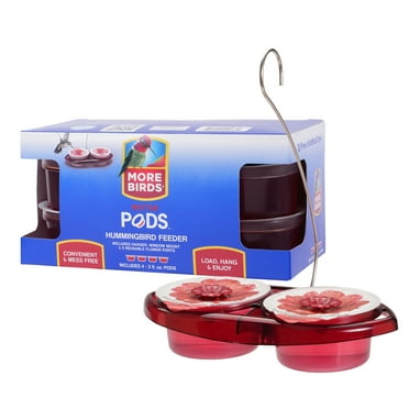 More Birds Gemini Nectar Pod Hummingbird Feeder, Red
