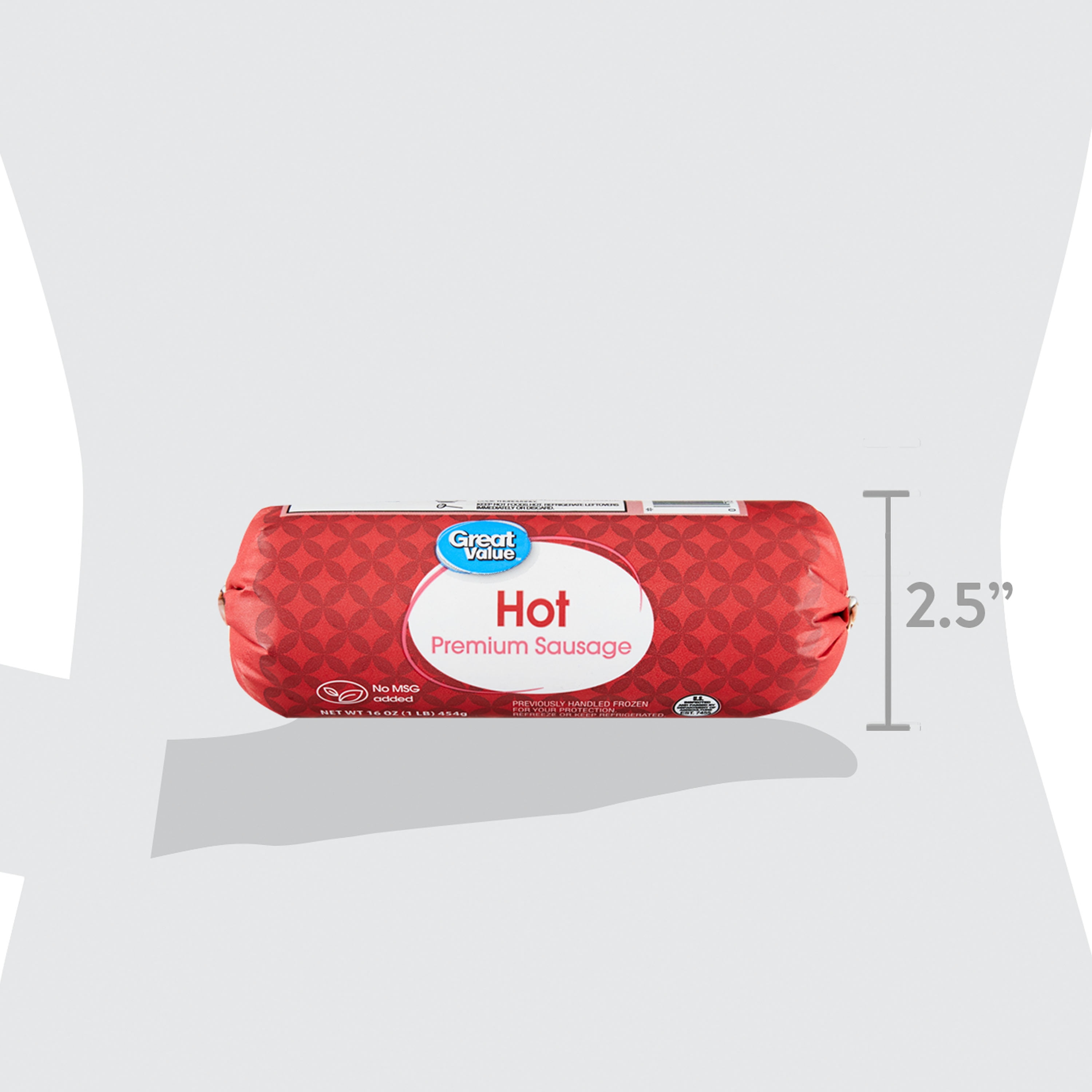 Great Value Hot Premium Sausage Roll, 16 oz, Ground, Raw (Refrigerated)