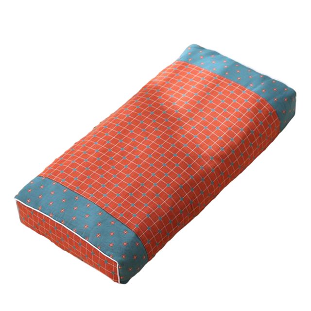 Almohada Zulema Cuadrícula roja y azul 25x48 cm Almohada de alforfón