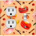 thumbnail image 1 of Metal Light Switch Plate Cover Orange Macaroon Fruit Croissant French Desserts CAK015, 1 of 13