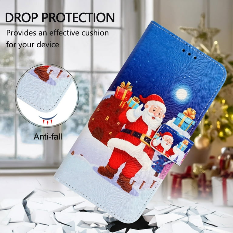 Case for iPhone Plus Christmas themed flip leather case with