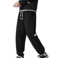 thumbnail image 3 of Men's Casual Sports Pants Solid Color Drawstring Elastic Waist Button Closure Straight Leg Breathable Lightweight Stretchy For Gym Running Daily Wear Joggers With Pockets, 3 of 9