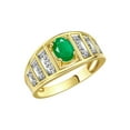 thumbnail image 5 of RYLOS Rings for Women 14K Gold Plated Silver Ring Classic Style 7X5MM Oval Gemstone &  Diamond Ring May Emerald Jewelry Size 5, 5 of 6