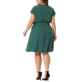 thumbnail image 4 of GRACE & GRANDEUR Vestido de Verano para Mujeres Talla Grande con Mangas Cortas, Escote en V, Vestido Midi Floral 3X Verde Oscuro, 4 of 5
