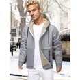 thumbnail image 3 of FEOYA Sherpa Lined Hoodies for Men Heavyweight Fleece Jackets Thermal Thick Coat Softshell Outwear Warm winter Sweatshirt with Pockets 2XL Gray, 3 of 6
