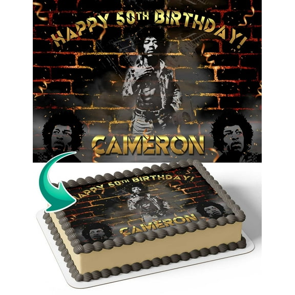 Jimi Hendrix Edible Image Cake Topper Personalized Birthday Sheet Decal Banner 1/4 Sheet