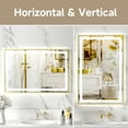 thumbnail image 3 of LiviNest 24x36 Inch Bathroom Mirror - Gold Tempered Glass with Dual LED Light Strips & Anti-Fog: Adjustable Color Temperature & Brightness for Makeup & Grooming - Horizontal or Vertical Mounting for, 3 of 6