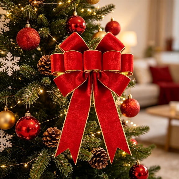 Christmas Gifts Large Velvet Bow Ornament High-End Christmas Tree Bow Wreath Home Entrance And Balcony Outdoor Decor