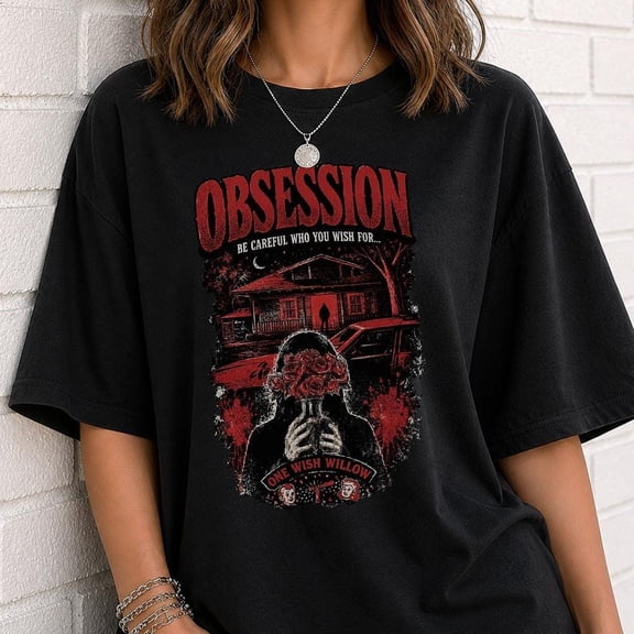 Fan Obsession Movie Shirt, One Wish Willow Graphic Tee, Red and Black Gothic Horror T-Shirt, Vintage Thriller Film Fan Gift