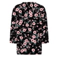 thumbnail image 4 of WTOBBY Women's Retro Floral Print Round Neck Top with 3/4 Sleeve, Casual Loose Fit Blouse for Fall Season, Comfortable Fashion Apparel and Daily Wear,Black 3XL, 4 of 6