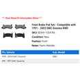 thumbnail image 2 of Front Brake Pad Set - Compatible with 1991 - 2003 GMC Sonoma RWD 1992 1993 1994 1995 1996 1997 1998 1999 2000 2001 2002, 2 of 2