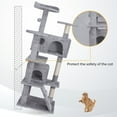 thumbnail image 5 of HomGarden 55''H Multi-Level Cat Tree Double Condo Scratching Post Tower, Light Gray, 5 of 11