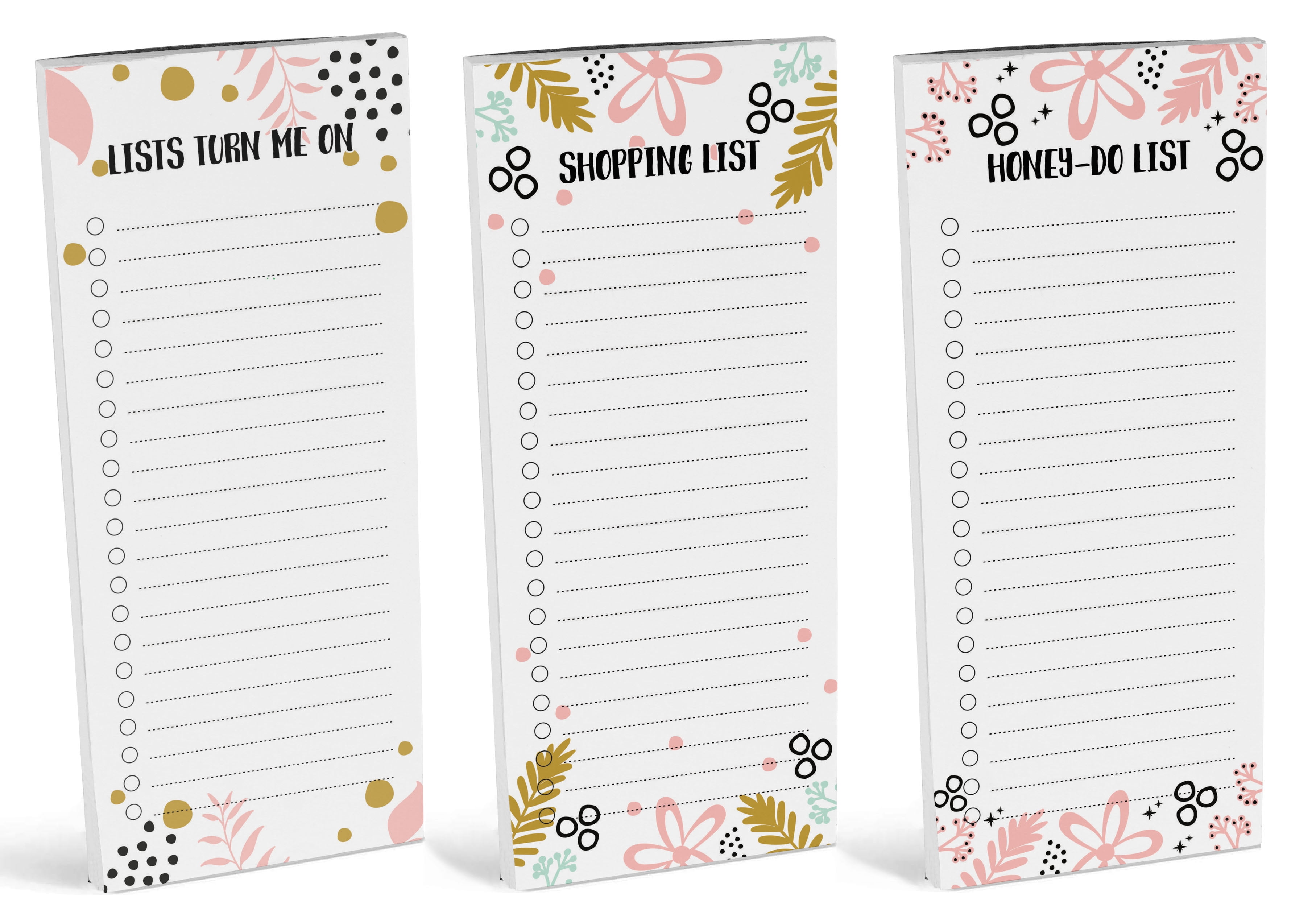 Inkdotpot Pack of 3 Magnetic Fridge To-Do List Notepads- Magnetic Memo Pads For Refrigerator-(50 Sheets Each)-S0