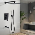 thumbnail image 4 of Wall Mount Tub and Shower Faucet Set with 12 in Square Rain Shower Head Matte Black (Valve Included), 4 of 8