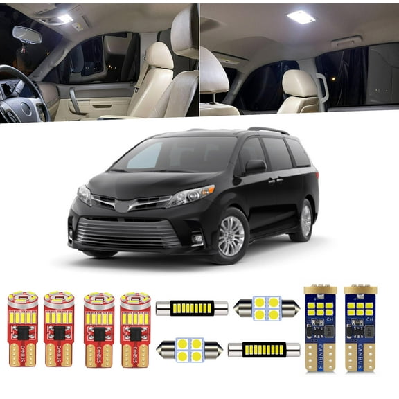 19 Piece Car Interior LED Lights Kit for Toyota Sienna 2011-2020 Interior LED Light Bulbs Packag Kit License Plate Light   Install Tool