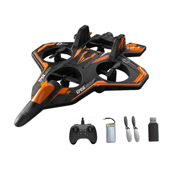 Avión RC, helicóptero de control remoto anticaídas (15 minutos) con luces LED de colores, juguete volador para exteriores para niños de 8 años. D naranja