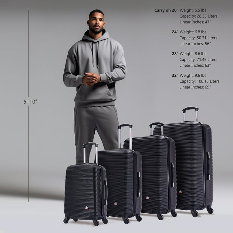 InUSA Royal 4-Piece Hardsided Shell Luggage Set, Spinner Wheels