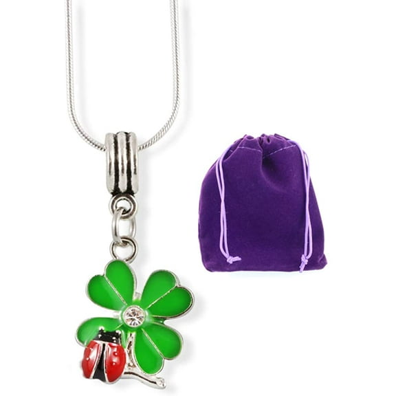 Ladybug Necklace | Ladybug Jewelry for Women Four Leaf Clover Snake Chain Necklace Gift for Women and Men Good Luck Charm