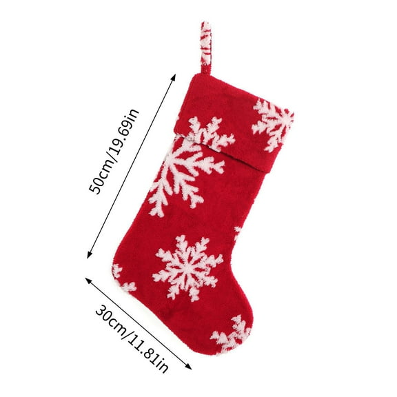Taicans Jumbo Christmas Stocking 11.8x19.7in,Red Santa Gift Bag with Snowflake Patterns & Hanging Loop for Fireplace,Tree Decor,Knit Fabric for Candy,Ornaments Storage,Festive Holiday Decoration 1Pcs