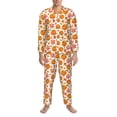 thumbnail image 3 of Picia Orange Autumn Leaves Pattern Men’s Long-Sleeve Sleepwear Set - Soft 2-Piece Loungewear with Pockets, Comfy PJs for Relaxing Nights-Large, 3 of 7